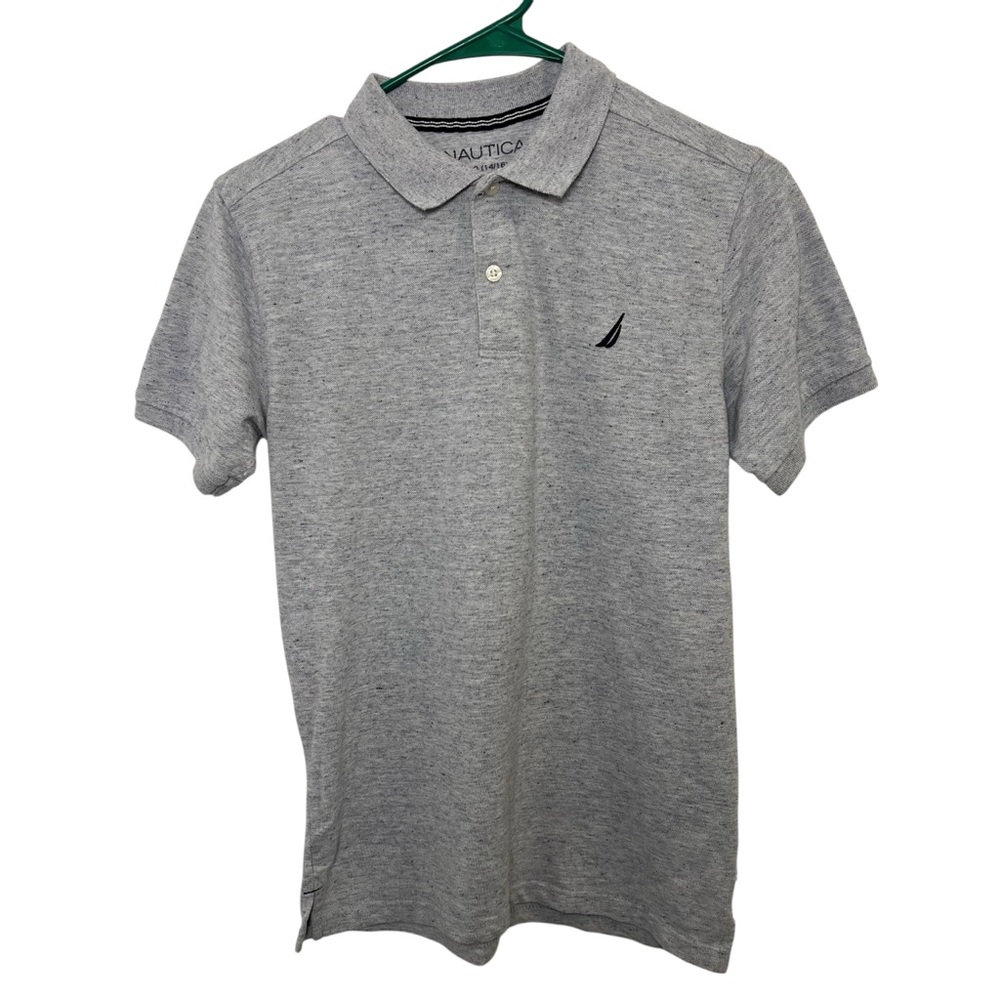 Nautica Boys Gray Polo Shirt Short Sleeve Casual Top, Size L (14/16)